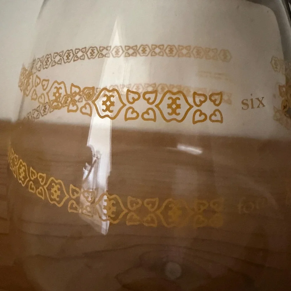 Vintage Melitta Corning Glass Coffee Carafe‎ Gold Floral MCM Replacement